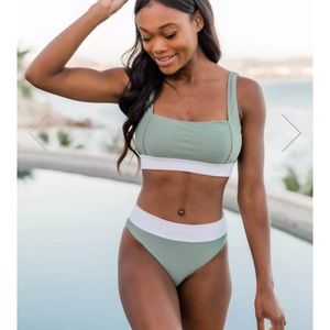 Pink Lily Match Made in Paradise Green Bikini Top